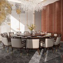 New Chinese Dining Table And Chairs Hotel Electric Big Round Table Clubhouse Restaurant Bag Compartment 15 People 20 People Round Dinner Table Custom