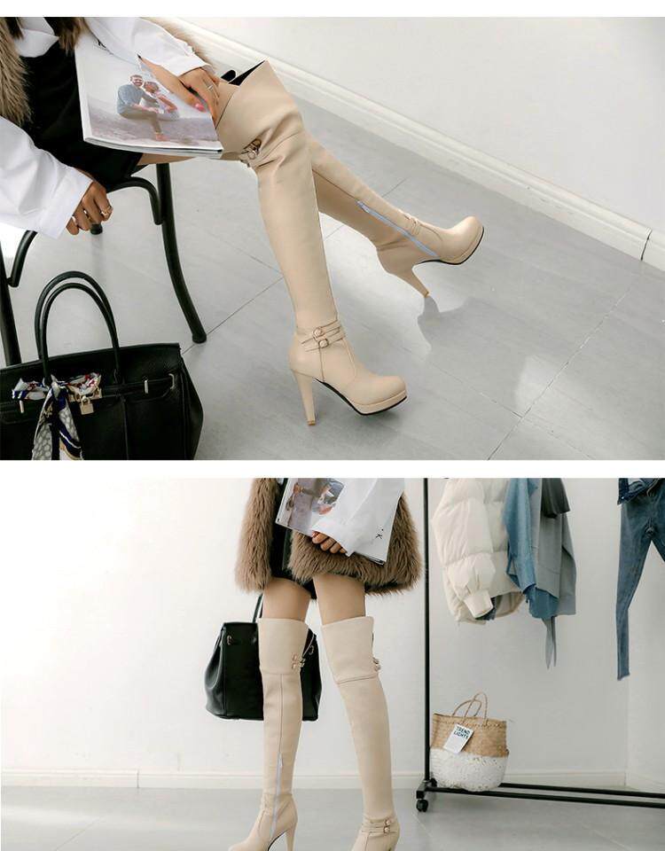 Сапоги 2023秋冬新款高跟骑士靴甜美粗跟过膝靴防水台高筒靴女超长筒靴子 Hung on the Yun