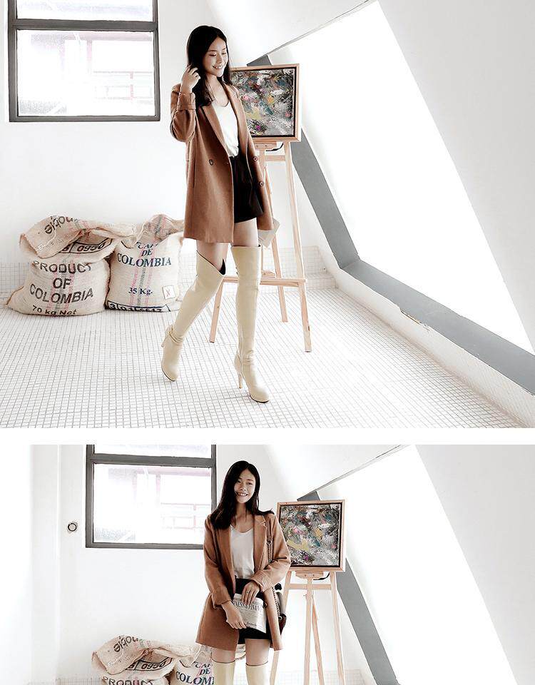 Сапоги 2023秋冬新款高跟骑士靴甜美粗跟过膝靴防水台高筒靴女超长筒靴子 Hung on the Yun