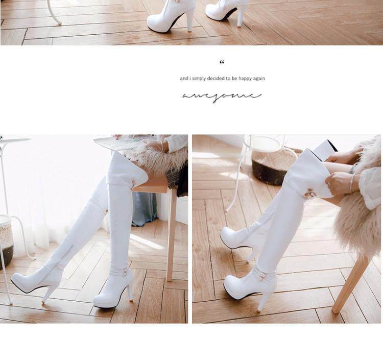 Сапоги 2023秋冬新款高跟骑士靴甜美粗跟过膝靴防水台高筒靴女超长筒靴子 Hung on the Yun