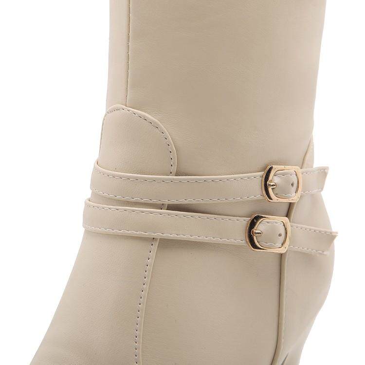 Сапоги 2023秋冬新款高跟骑士靴甜美粗跟过膝靴防水台高筒靴女超长筒靴子 Hung on the Yun