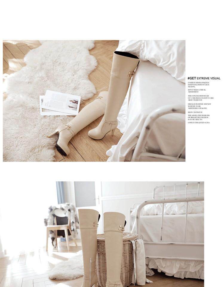Сапоги 2023秋冬新款高跟骑士靴甜美粗跟过膝靴防水台高筒靴女超长筒靴子 Hung on the Yun