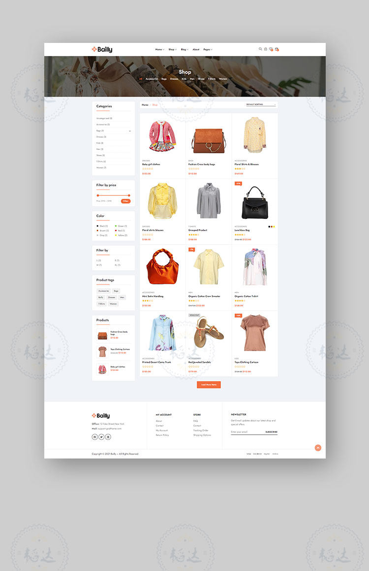 外贸商城独立站衣服简洁wp网站主题源码跨境电商英语wordpress