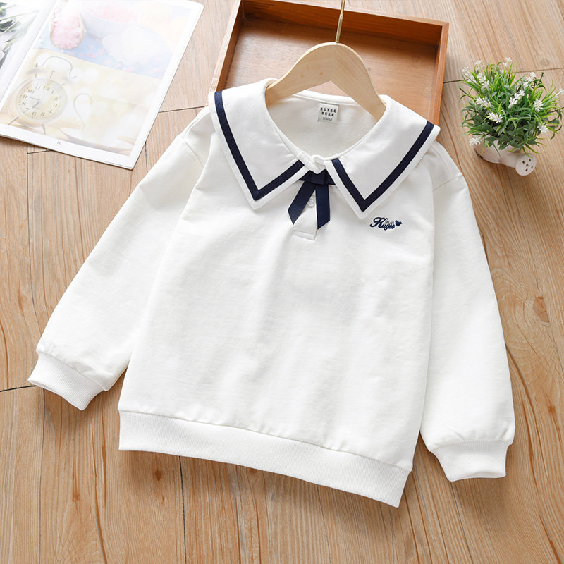 Girls white thick cotton T autumn 2022 new children girls girls girls girls spring and autumn Yang Pi College wind pure cotton coat