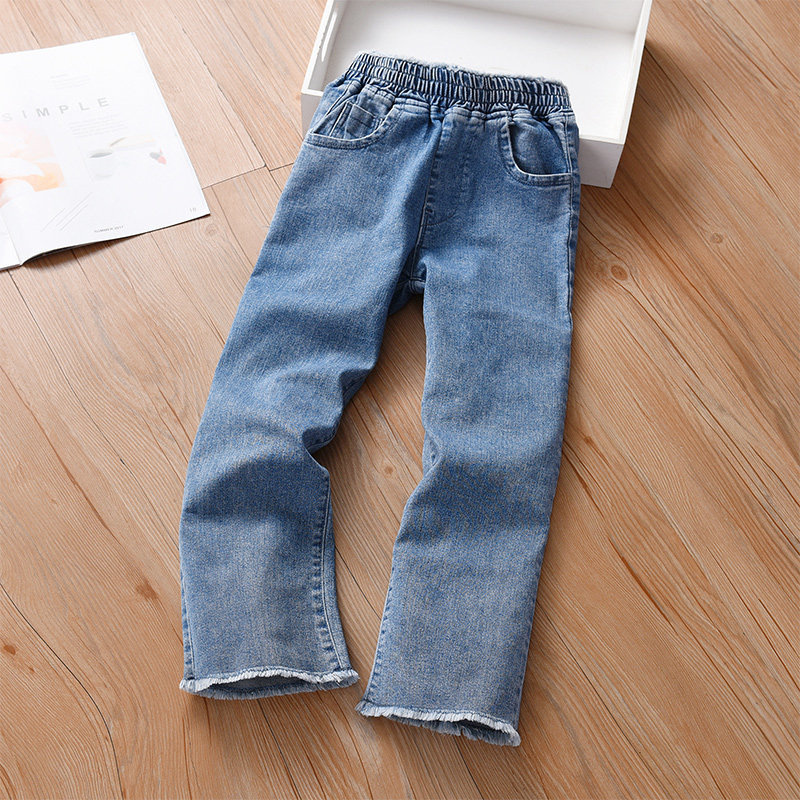 Girl Jeans 2022 Spring Dress New Children Women Great Boy Foreign Palate Spring Autumn Loose Straight Drum Spring Croquis Pants