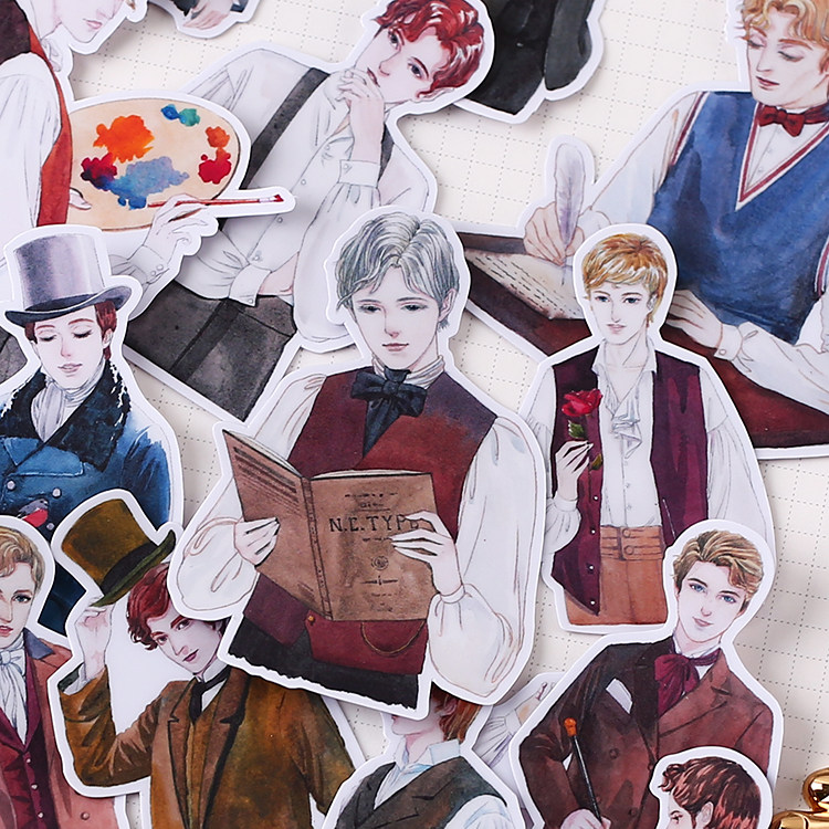 Original Hand Ledger Stickers Handbill Decorative Tools Creative Translucent Material Suit Retro Chronological figures