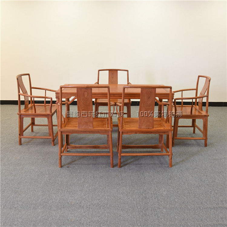Mahogany furniture Burmese rosewood leisure table and chair combination Chinese style antique solid wood dining table tea art table Kung Fu tea table
