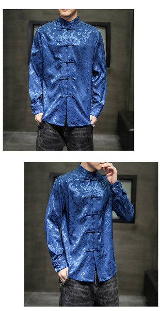 2023 New Chinese Style Mens Tops Tang Suit Fashion Solid 