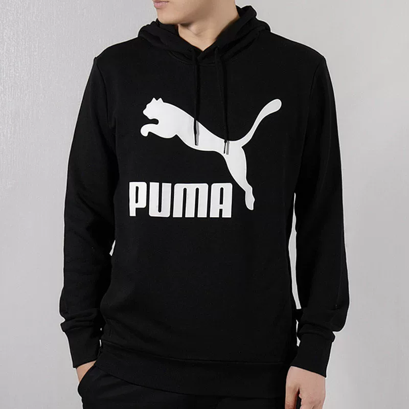 Áo len nam PUMA Hummer 2019 mùa xuân mới lớn LOGO áo len có mũ trùm đầu giản dị 579071-01-11 - Thể thao lông cừu / jumper