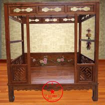 Shelf bed Elm shelf bed Pull-out bed Solid wood double bed Wedding bed Chinese carved painted antique shelf bed