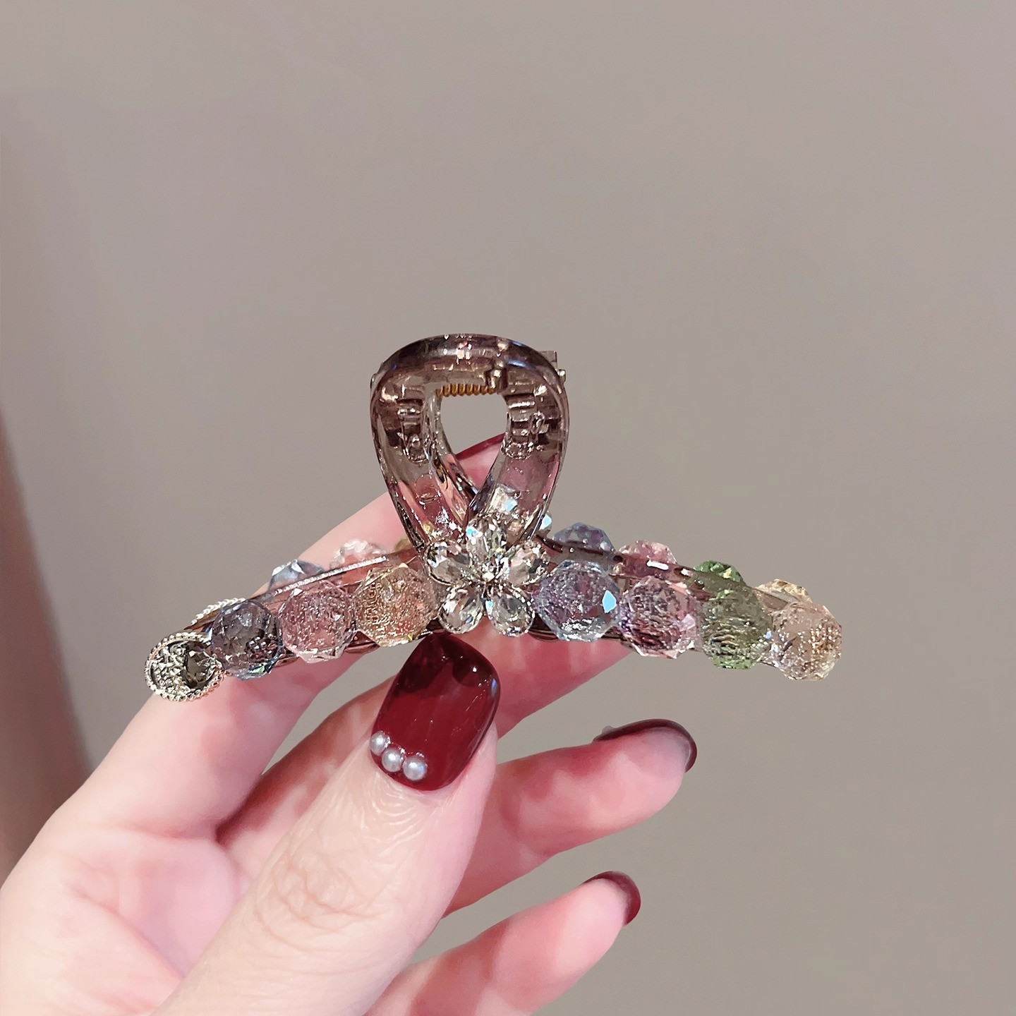 Korean dongdaemun rhinestone pearl flower claw clip - new 