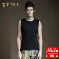 PINLI sản phẩm mùa hè người đàn ông mới của slim body sleeves màu rắn bông không tay mồ hôi vest S172414079 áo thể dục chấm com