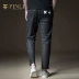 Sản phẩm PINLI mùa thu nam mới in quần lọt khe chân quần denim B181316217 - Quần jean