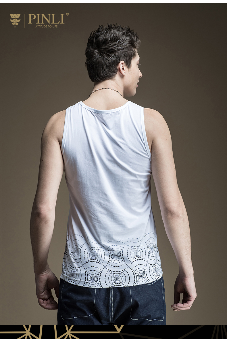 PINLI Đàn ông mùa hè Slim cổ tròn thấm mồ hôi áo cotton đáy quần B172614230 áo gym