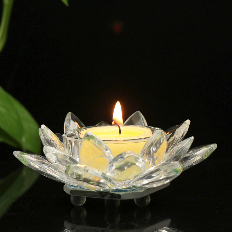 Ghee lamp holder, crystal wax holder, candlestick, Guanyin crystal lamp holder for Buddha lamp, Buddha hall lotus lamp