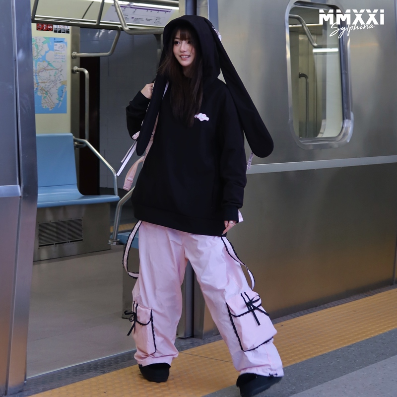 Mmxxi【Star Girlfriend】Pink Ski Pants Ski Sweatshirt Waterproof Rabbit Ears Ski Suit Women's Set