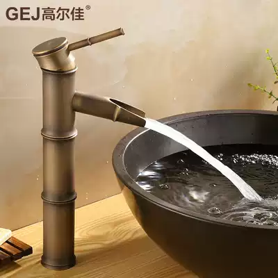Antique faucet all copper hot and cold bamboo wash table upper basin European art washbasin retro faucet