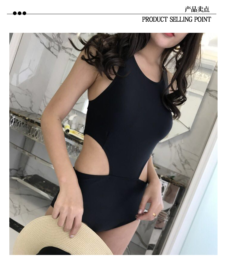 Bikini đen ngực nhỏ eo cao hở lưng gợi cảm vòng cổ liền kề võ sĩ áo tắm bảo thủ che bụng đồ bơi thể thao đồ bơi nữ 2 mảnh
