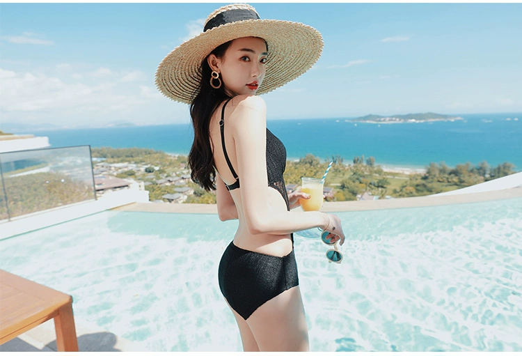 Áo tắm nữ hot hot 2018 thời trang mới thon gọn gợi cảm chói mắt đính ren đen mùa đông - Bộ đồ bơi One Piece