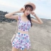 Yi Meishan áo tắm nữ bảo thủ chia hai mảnh ngực nhỏ tụ tập eo cao bằng phẳng che bụng giảm béo tắm nước nóng mùa xuân - Bộ đồ bơi hai mảnh Bộ đồ bơi hai mảnh
