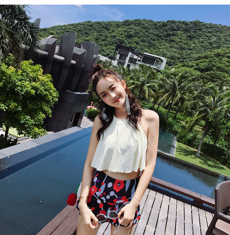 Áo tắm nữ phong cách Hàn Quốc nữ sinh viên nhỏ nhắn gợi cảm hở lưng là áo tắm hai mảnh mỏng manh - Bộ đồ bơi hai mảnh 	bikini 2 mảnh màu xanh