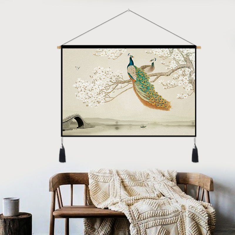 Chinese flower bird tapestry tapestry hanging picture bedside bedroom minimalist Decorative Hanging Drawing Room Electric Meter Box Decoration Painting