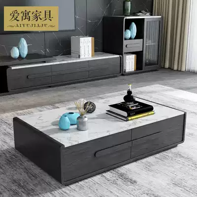 Love Yu marble coffee table TV cabinet combination set modern simple small apartment black Nordic coffee table living room
