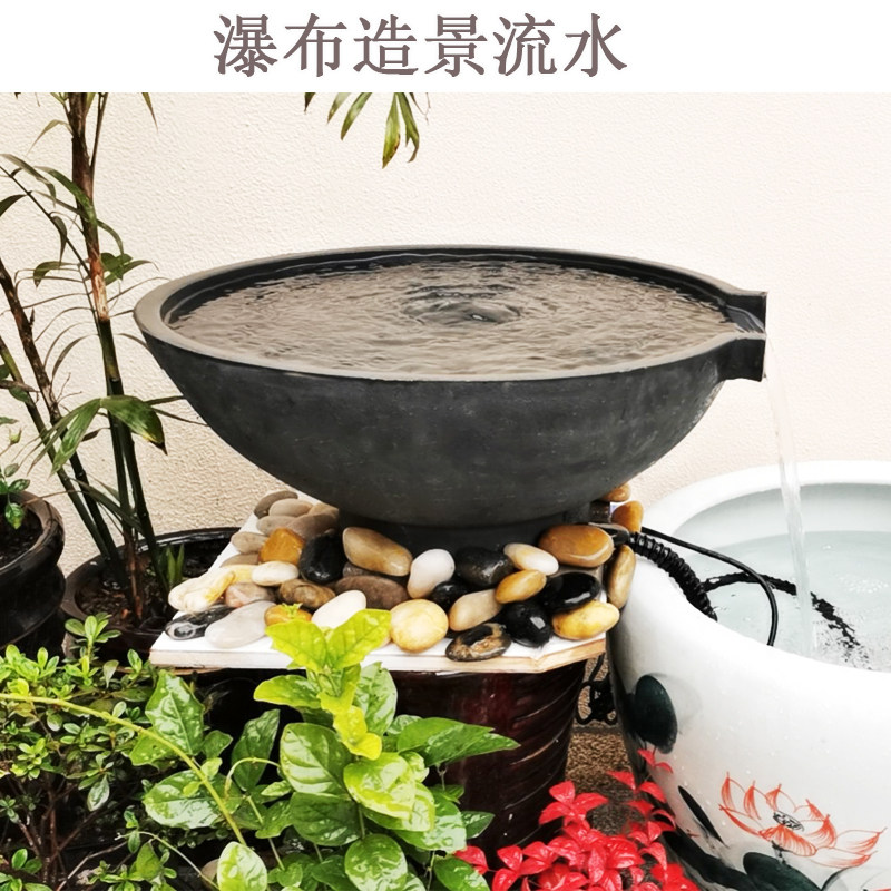 Waterfall Stack Water Build View Garden Fake Landscape Pond Simple Feng Shui Recruiting big bowl swing piece cycle flowing water small landscape