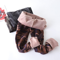 FAVAHM winter New plus velvet thickening elastic camouflage leggings high waist slim womens trousers