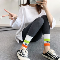 ins Han version Summer cotton thin section Color thread outside wearing student elastic beating bottom pants outside wearing small leggings 90% women
