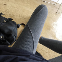 Korean version of MISS JUJU spring and autumn cotton thread splicing high-elastic non-ball wearing thin nine leggings women