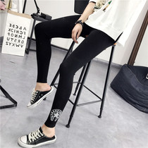 2021 autumn new cotton elastic foot mouth embroidery slim slim slim body wear sports leggings shoes women