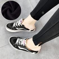 JENLUCK Korean black velvet plus velvet thick warm cotton side open fork slim slim slim leggings leggings women