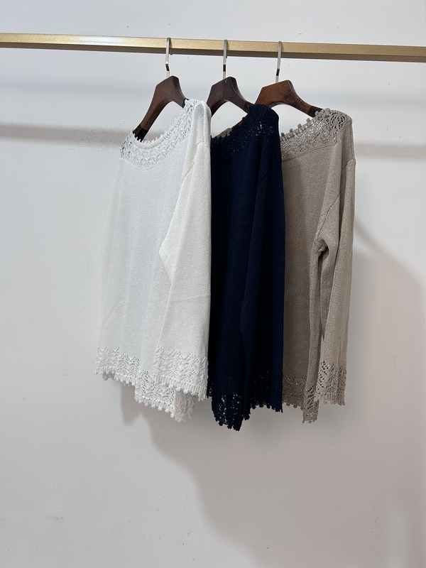 Wow! Elegant and Luxurious Heavy Linen and Paper Yarn Off-The-Shoulder Hollow-Out Knit Top