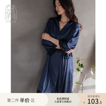 Nedia pajamas nightgown women spring and autumn ice silk cropped sleeves sexy fashion bathrobe short nightgown autumn home dress