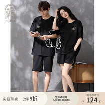 Nedia 2022 couple pajamas women summer cotton short sleeves pullover cartoon men casual sports loungewear set