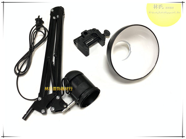 Black Bend Arm Working Table Lamp Spring Bracket Table Lamp Clip Type Long Arm Folding Table Light Jewelry for Golden Mejia Learning