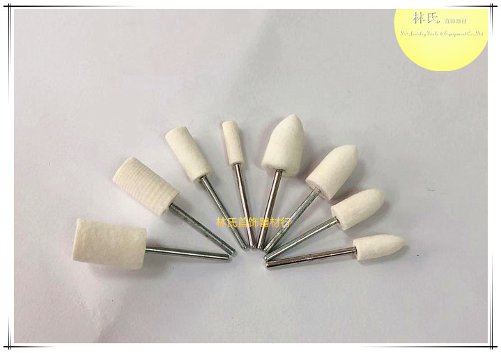 Jewelry polishing Handle wool grinding head with handle Bullet head Cylindrical wool polishing wheel Lint wheel Mirror polishing