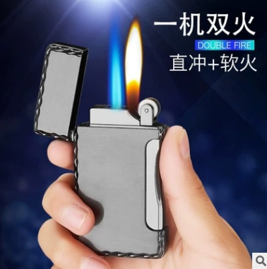 Creative DIY индивидуально двойной огневой зажигалки с прямыми приправами Ярко -огнен