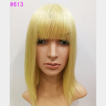 Real hair sets up a wig lady linen yellow#613中分刘海欧美风格逼真自然定制头套