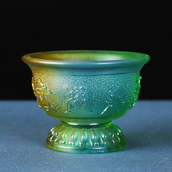 Eight auspicious glass for Buddha water cup Tantric water purification cup Holy water cup Water supply bowl Guanyin Bodhisattva God of wealth Buddha hall supplies