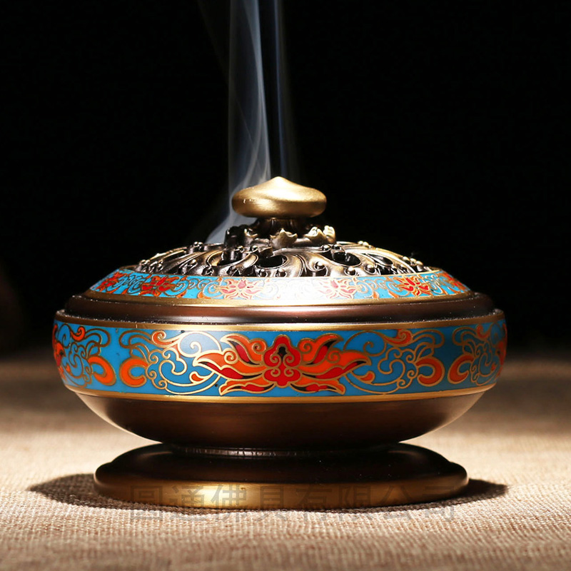 Taiwan Pure Bronze Hair Enamel Pastel Round Antique Round Tai Blue Lotus Lavender Oven