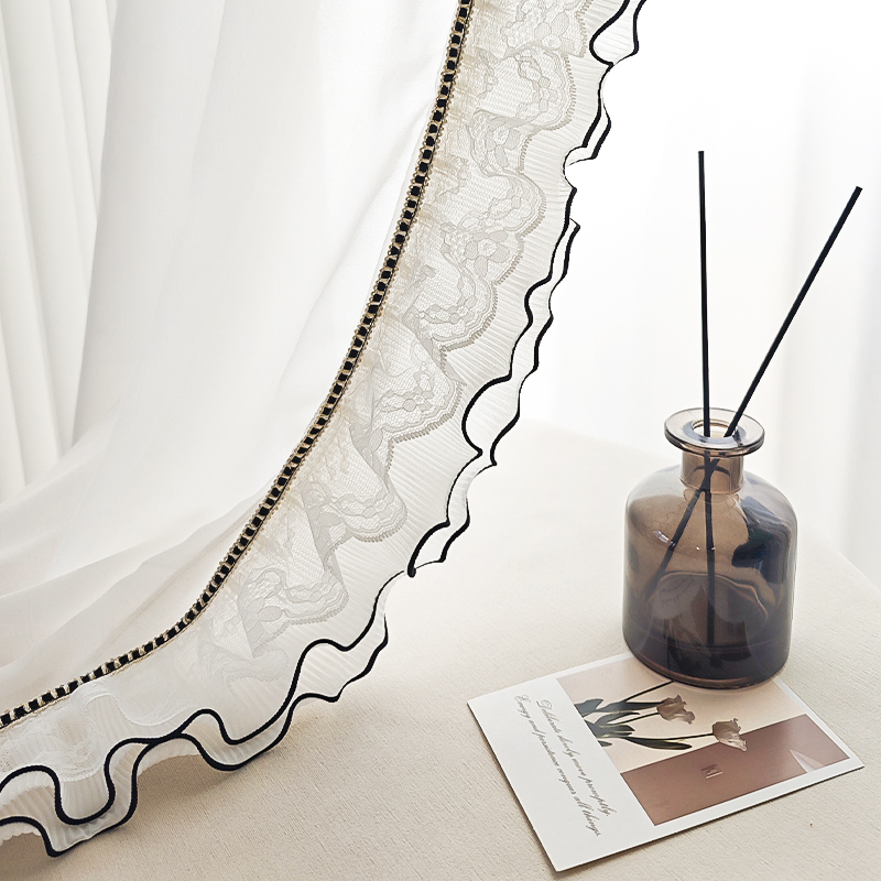 Curtain Lace Accessible Luxury High-End Black Webbing Fungus Gauze Curtain Side Standing Edge Sofa Cushion Decorative Edge