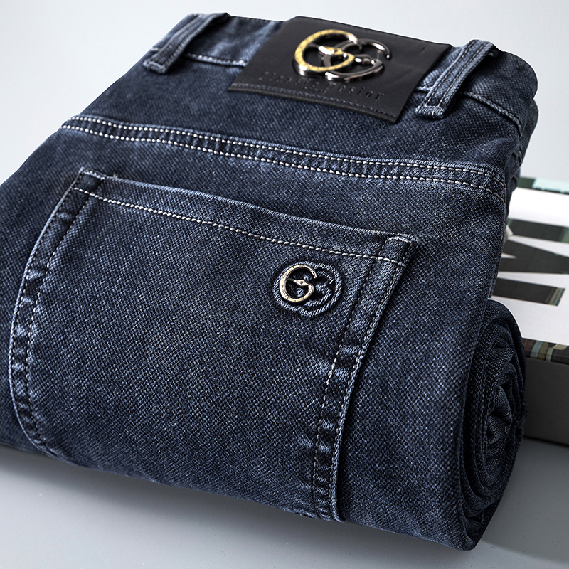 Loose Straight-Leg Fit】Stretch Men's Jeans, Mid-Waist, Business Casual, High-End, Premium, New Spring and Autumn Long Pants
