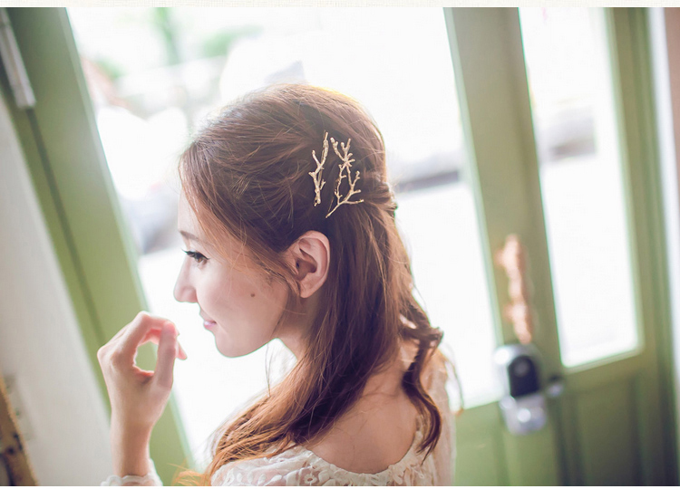 Trang sức Nhật Bản và Hàn Quốc gió hoa cổ nhánh kẹp tóc kim loại băng đô nữ