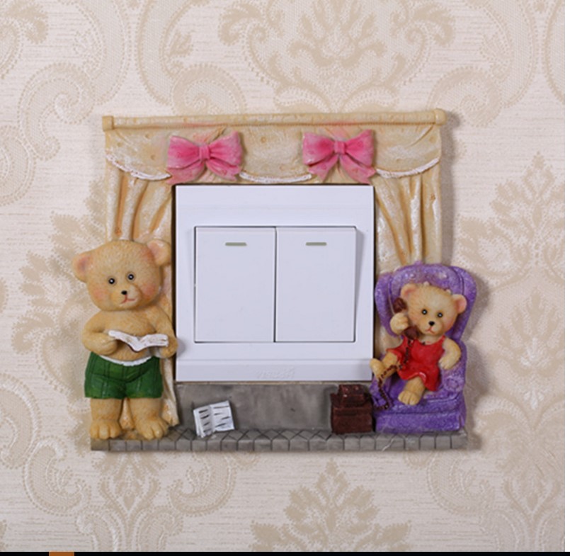 Eurostyle Resin Flower Arrangement Switch Applique Wall Patch Creative Home Socket Decorative protective sleeve Switch cover 3