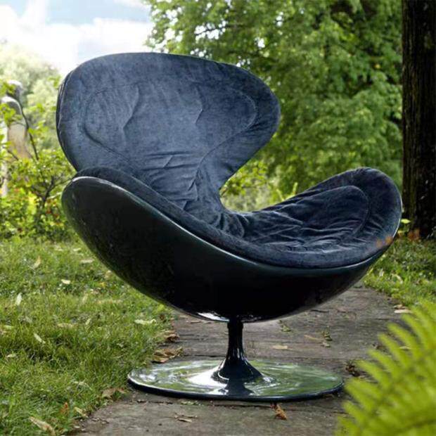 Nordic design simple leisure chair leather fabric fiberglass leather chair villa club hotel living room single chair