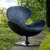 Nordic Design Simple Leisure Chair Leather Fiberglass Steel Leather Chair Villa Living Room Single Chair