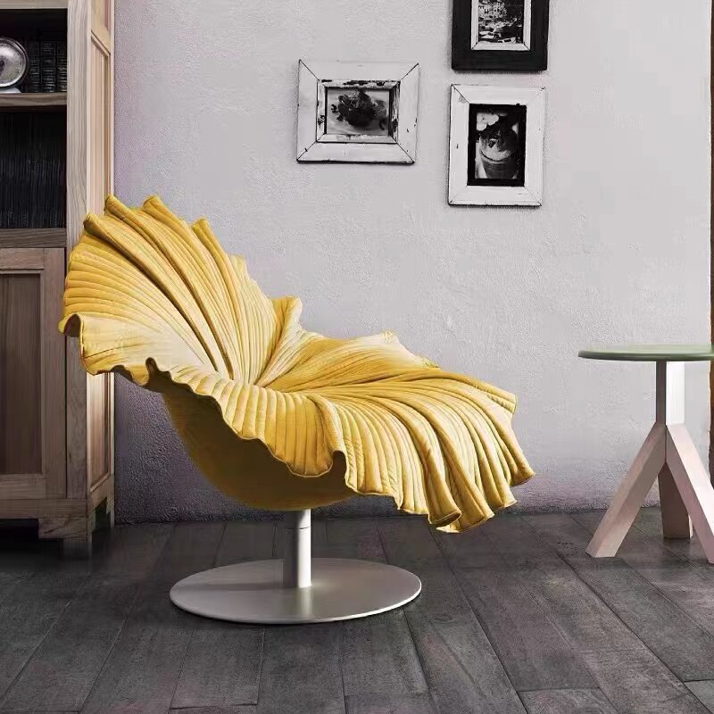 Nordic Design Fiberglass Swivel Petal Chair Villa Hotel Club Cafe Art Flower Chair Custom Furniture