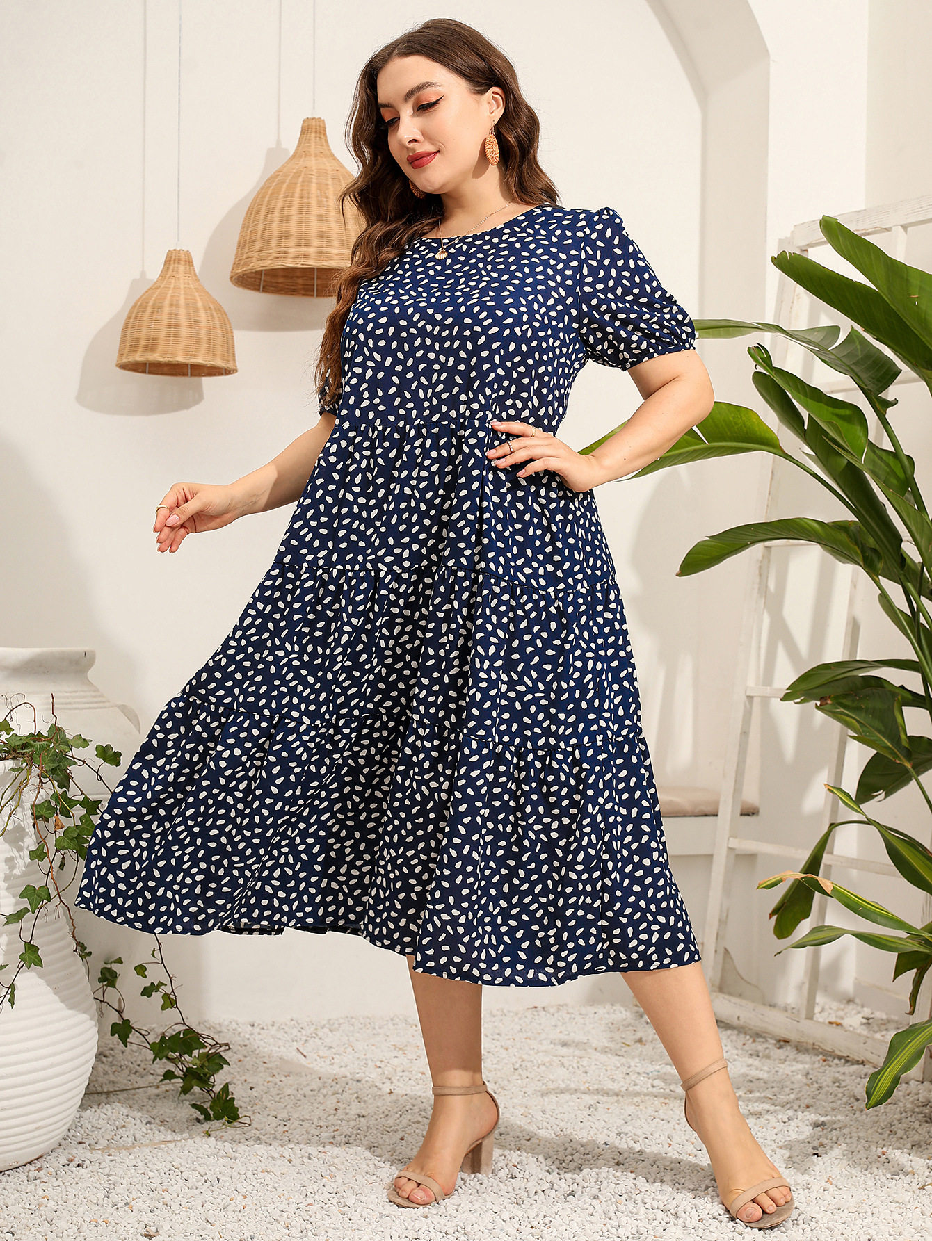 товар из китая loose fit plus size irregular short-sleeved summer dresses